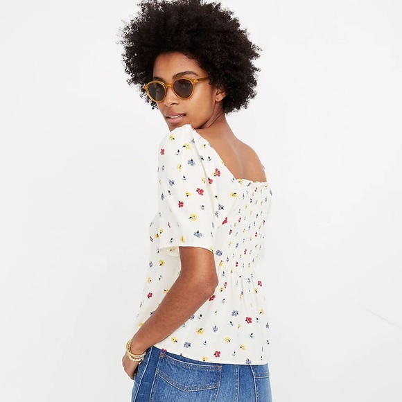 Madewell Cream Floral Button Down Blouse Top - Picture 6 of 16